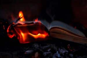 Books on fire