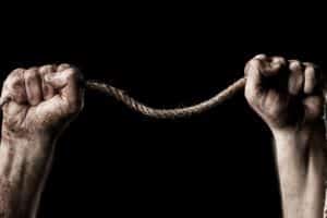 rope in man's hands