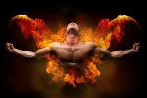 On fire bodybuilder